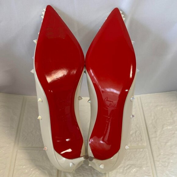 Christian Louboutin Pumps Metallic Glitter DEGRASPIKE 70 PATENT Ivory - Picture 12 of 15